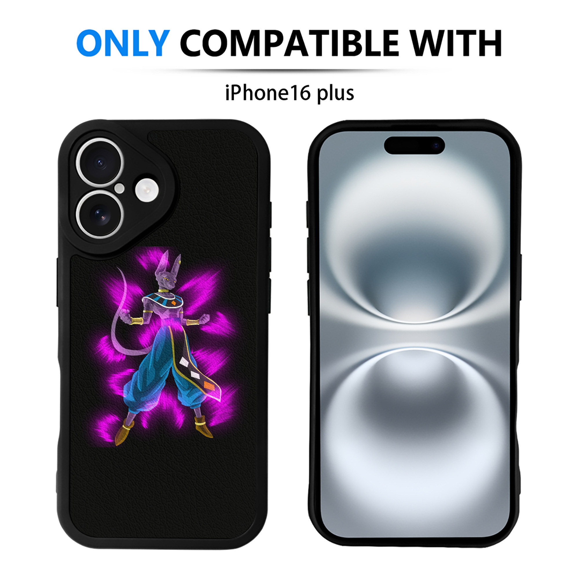 （画像用） ドラゴンボール ビルス 破壊神ビルス DRAGON BALL Beerus Birusu 【iPhone 16シリーズ対応】シリコンスマホケース（レザー調） 材質：シリコン